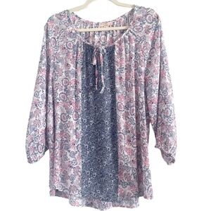 Como Vintage Floral Blouse - Pink and Blue